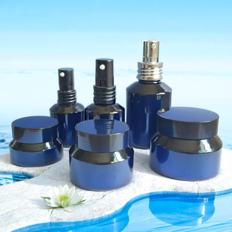 厂家现货供应20ml斜肩玻璃瓶化妆品套装瓶精华面霜瓶玻璃瓶