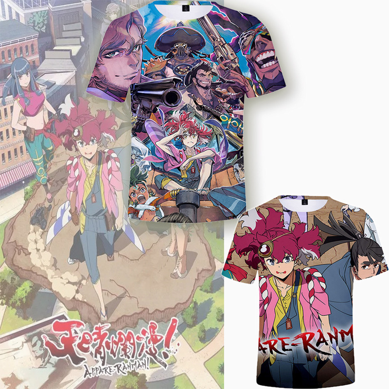 Summer New Children Adult Short-sleeved COS Animation Appare-Ranman Surrounding Trend 3D Color Printing T-shirt