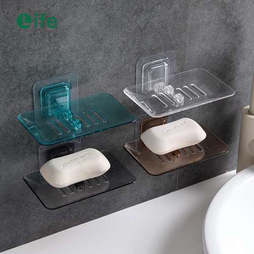 Creative punch-free wall-mounted crystal soap dish bathroom wall-mounted soap rack drain soap dish bathroom soap dish