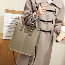 竖款真皮商务公文包斜挎包头层牛皮女士手提包软皮单肩包托特大包