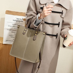 Vertical-style leather business briefcase, crossbody bag, top-layer cowhide women's handbag, soft leather shoulder bag, oversized tote bag