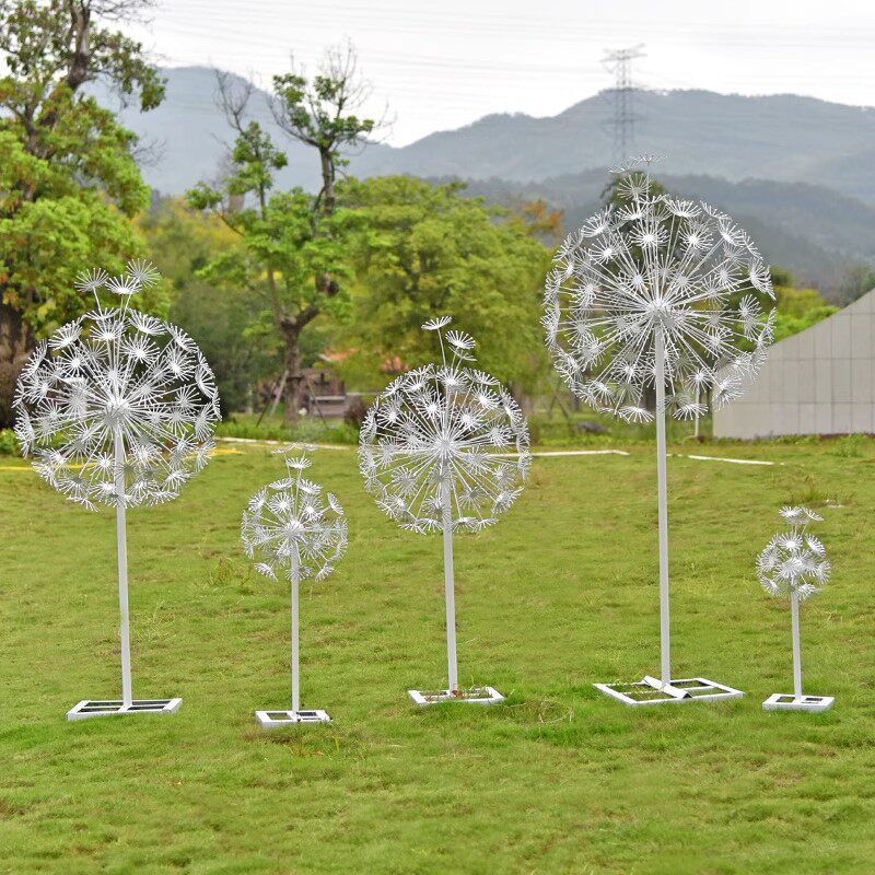 Outdoor wrought iron dandelion stainless steel garden landscape sales courtyard lawn wrought iron flower plant decoration ornament