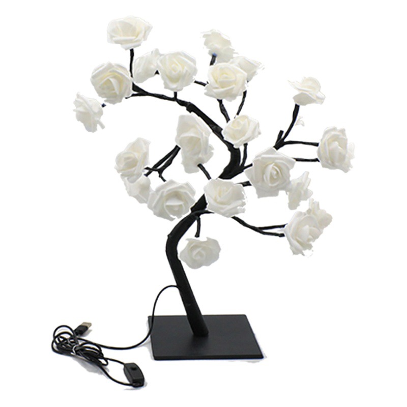 Transfronterizo caliente Rose Tree lámpara decoración de la habitación LED flor de cerezo luz de la noche lámpara de mesa USB interruptor de luz de color