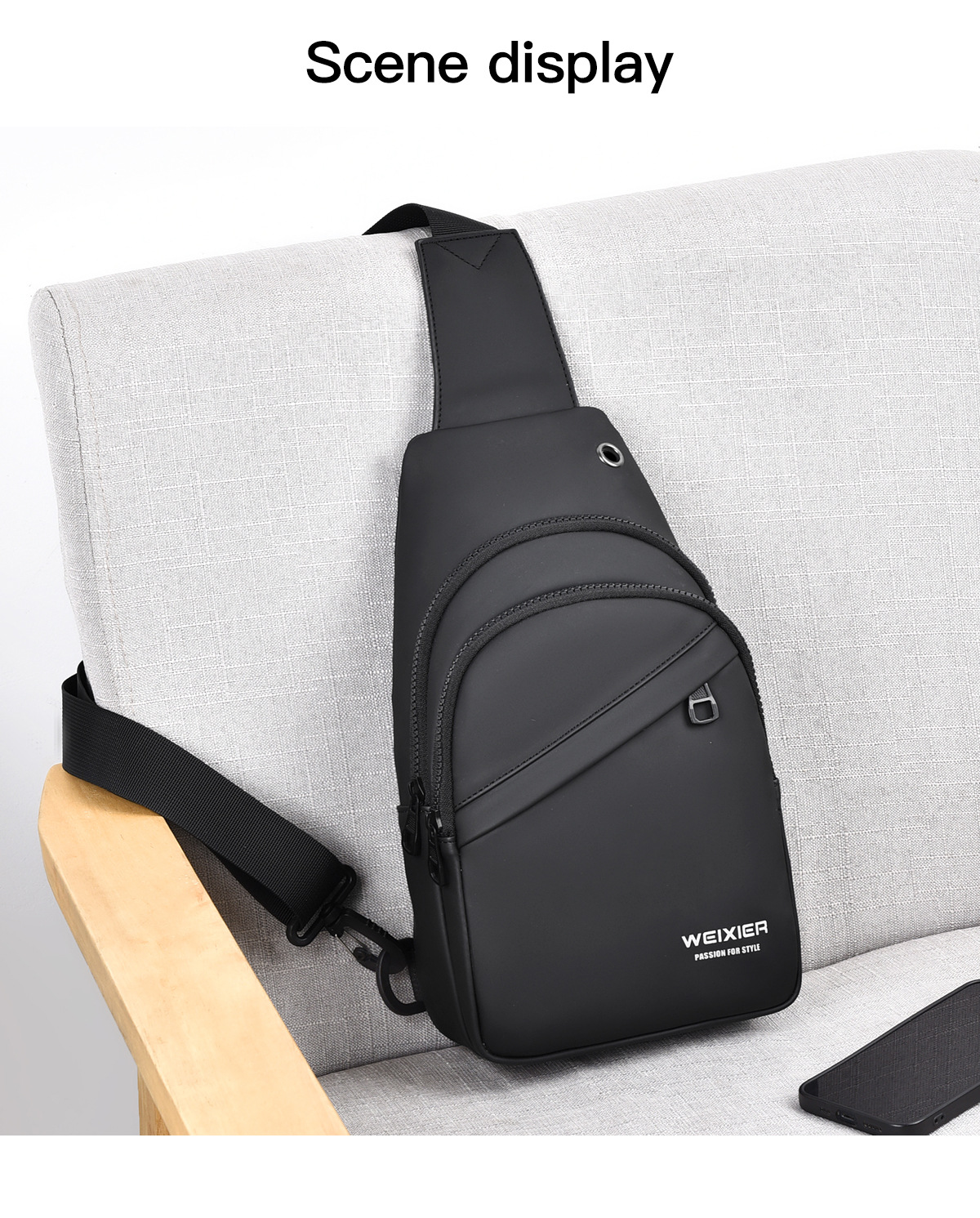 Men's Chest Bag With Usb Charging Large Capacity Shoulder Pack_voghion.com