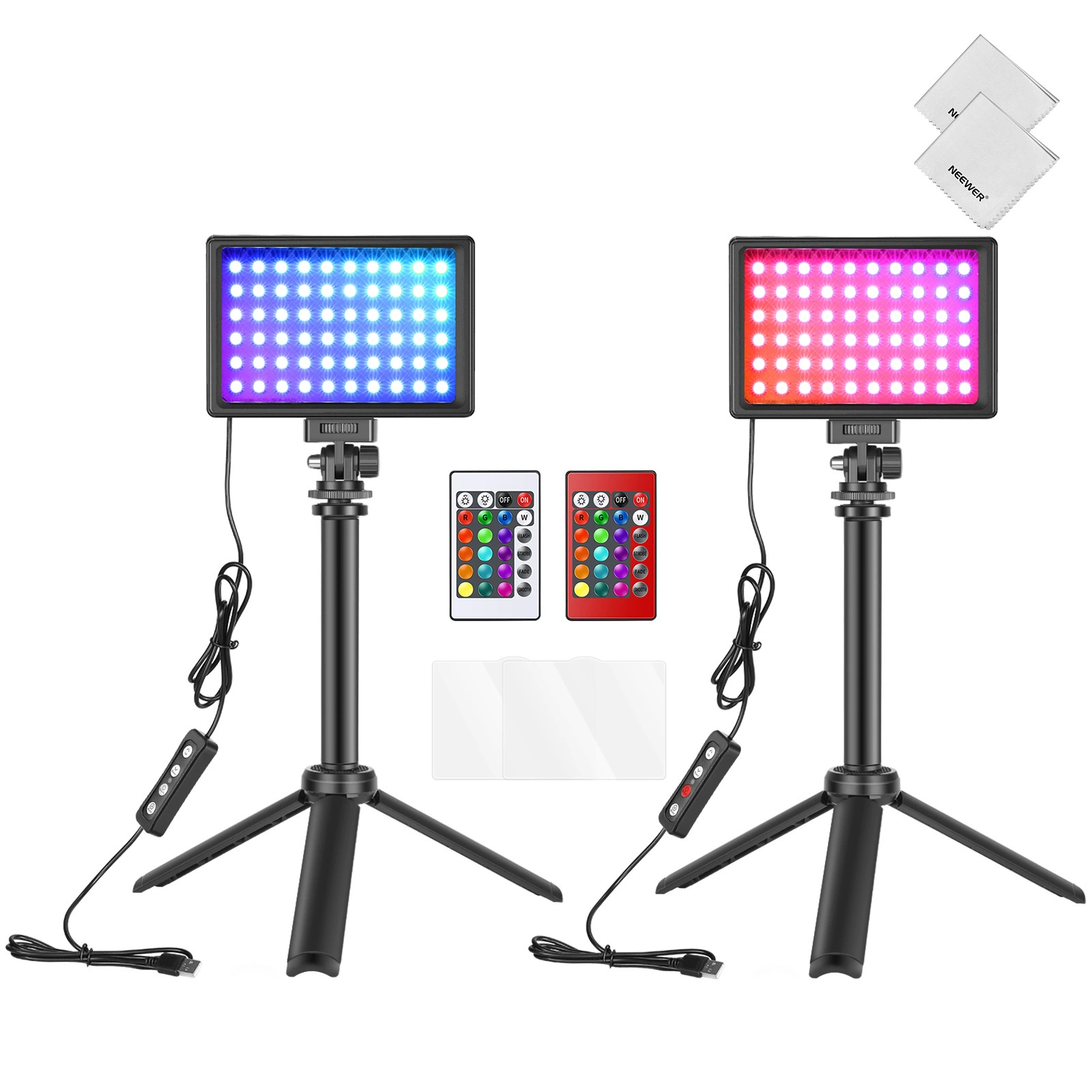 RGBW LED-подсветка 6 дюймов, портативный USB-студийный свет с пультом, штативом и разными блоками питания