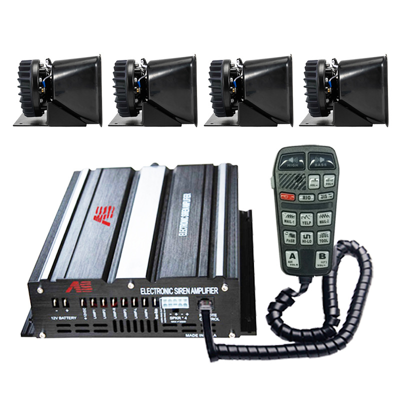 800W wired siren and voice amplifier, 12V alarm, high-frequency speaker, A8R9-2 + cooling round speaker