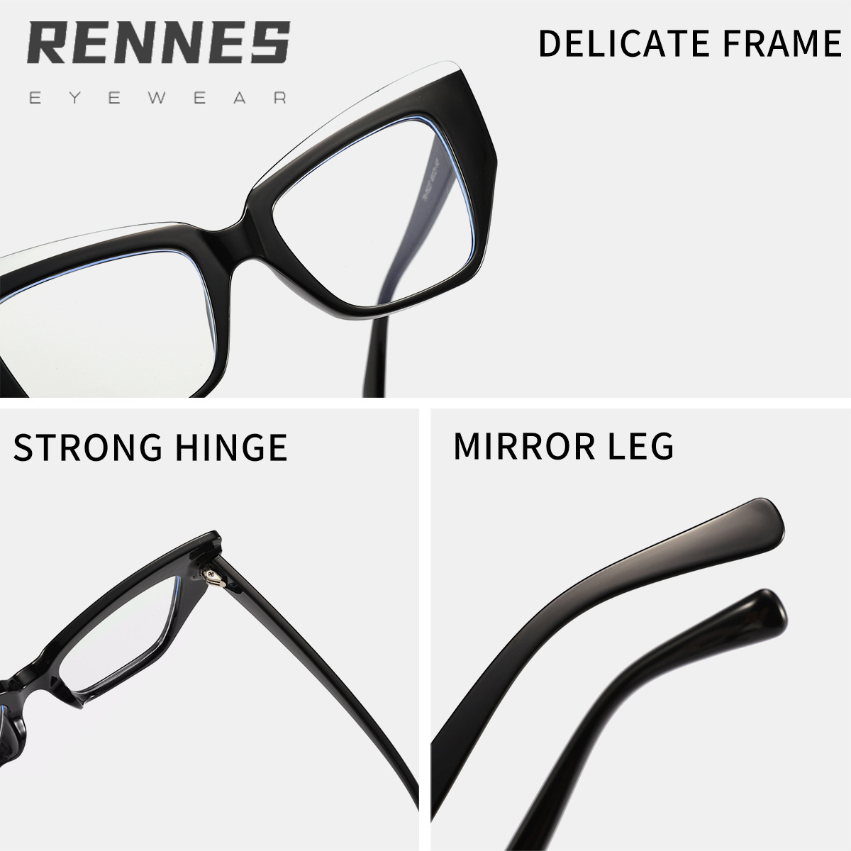 Nuevas gafas anti-luz azul de moda de ojo de gato de color en contraste TR