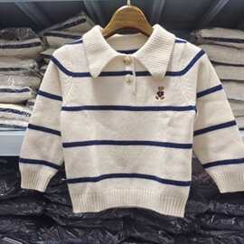 厂家现货批发翻领针织衫儿童羊绒衫通用套头潮范套头校服园服毛衣