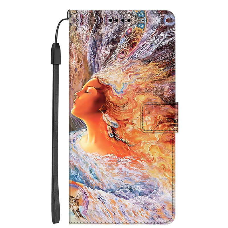 For Samsung NOTE4 mobile phone leather case goddess blowing bubbles fashion painted flip magnetic manufacturers cross-border generation