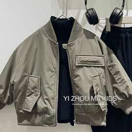 儿童棒球服休闲外套男童夹克棉服韩版2025新款洋气中大童上衣外穿