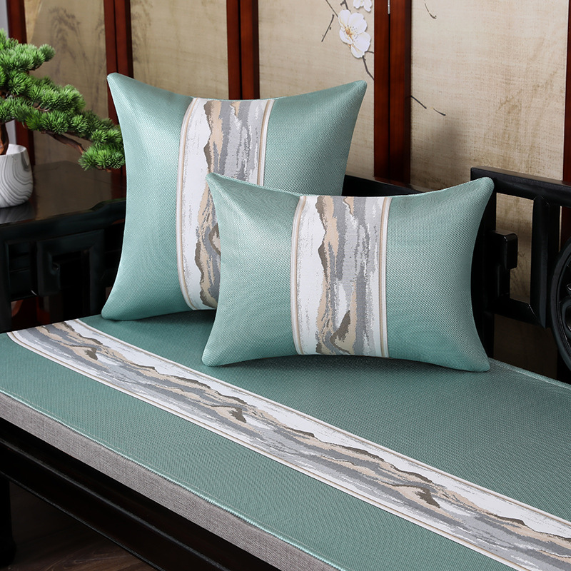 Ice Silk Redwood Sofa Pillow Removable Washable Pillow Case Living Room Waist Pillow Chinese Style Large Cushion Bedside Pillow Summer