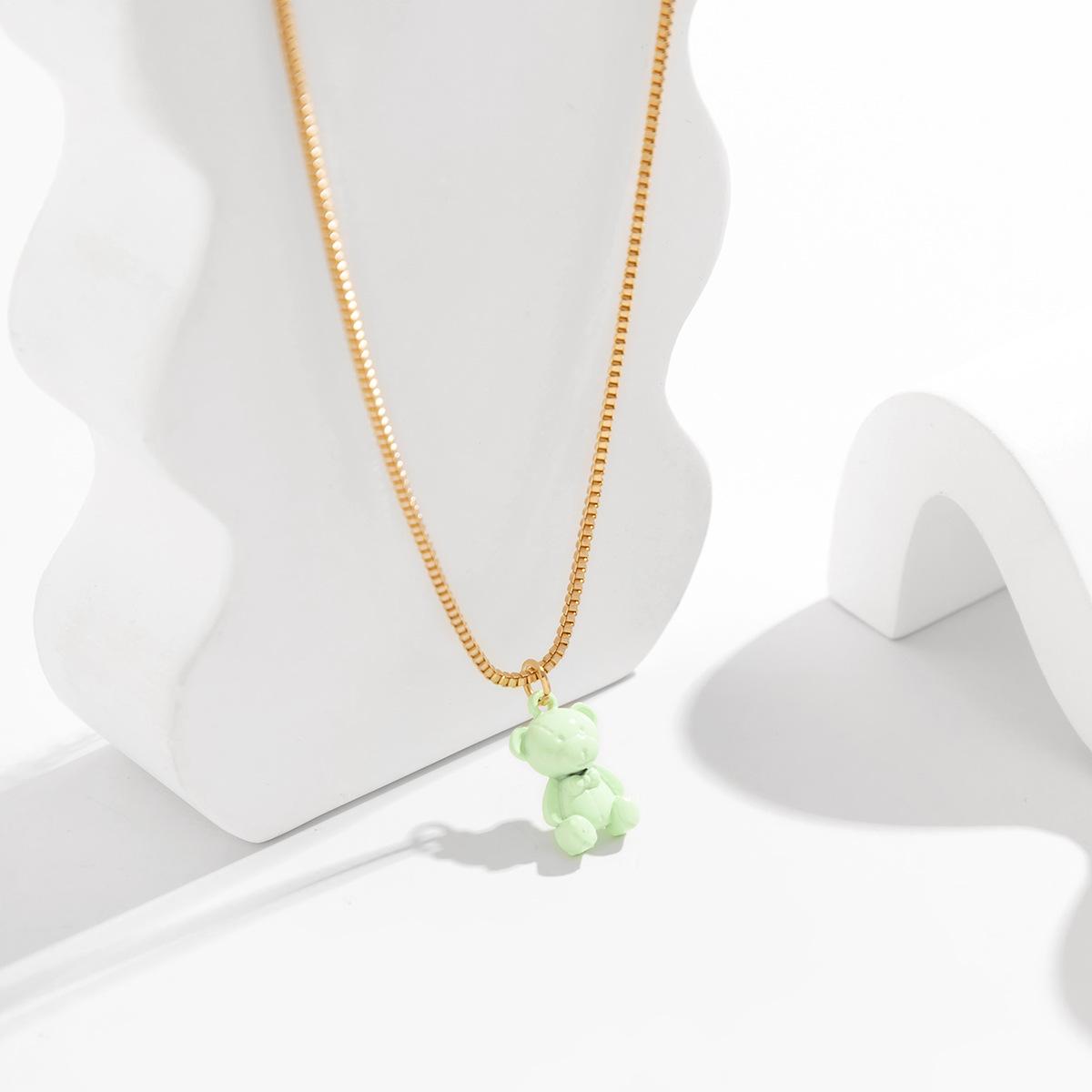 Sweet Fresh Colorful Cute Bear Simple All-Match Necklace Female Europe and America Cross Border Nich