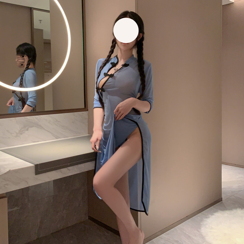 Lingerie Sexy Passion Antique Hanfu Uniform Cheongsam Classical Pajamas Women's Non-Take-off Long Perspective suit Women