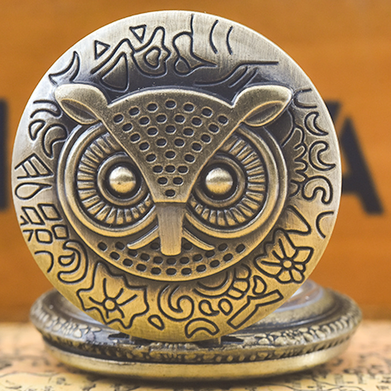 New Men's Retro Pocket Watch 3D Owl Chain Memorial Watch Factory Direct Travel Creative Quartz Watch