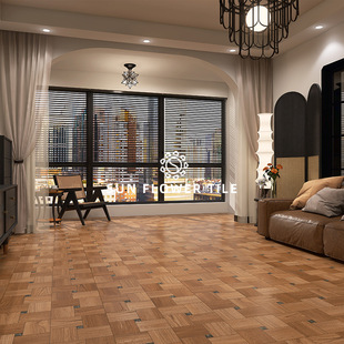 Wood Grain Parquet Mid-Century Style Living Room Imitation Wood Floor Tiles Retro Bedroom Dining Room Plaid Wood Grain Tiles 600X600