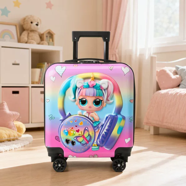 Children's Suitcase with Rideable Feature, Universal Wheels, Trolley Case, Baby Travel Suitcase with Cartoon Animal Pattern