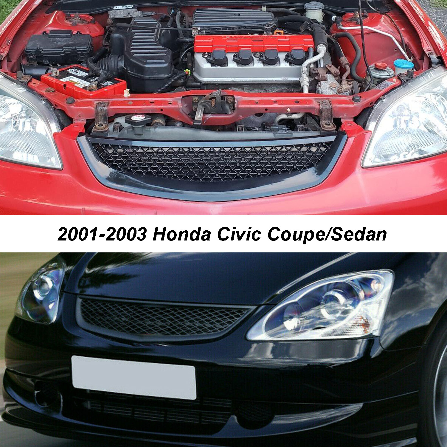 Car Modification Intake Grille Modification Suitable for Honda Civic 1996-98 Abs Carbon Pattern Cross-Border