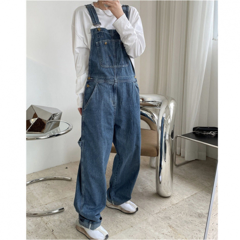 Jinbukang plus size Denim Overalls Men's Loose Trendy Spring and Autumn suit New Ins Fire Overalls Jumpsuit