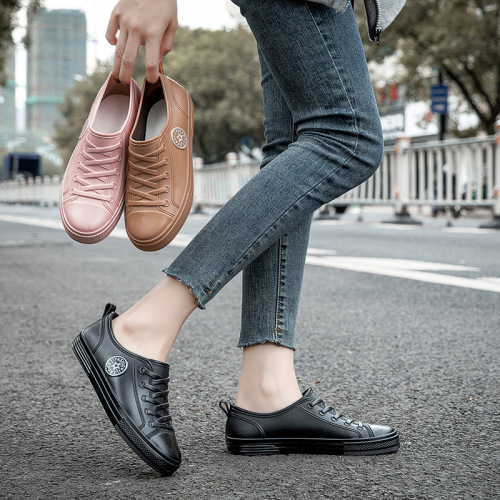 New Korean style outdoor waterproof and non-slip rain boots for ladies and couples, low-cut fashionable short-tube plus velvet warm outer rain boots