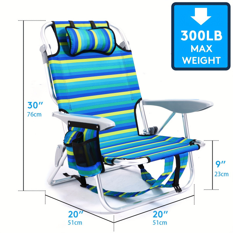 Silla de playa ajustable de altura para acampar de otoño con bolsa de almacenamiento de malla
