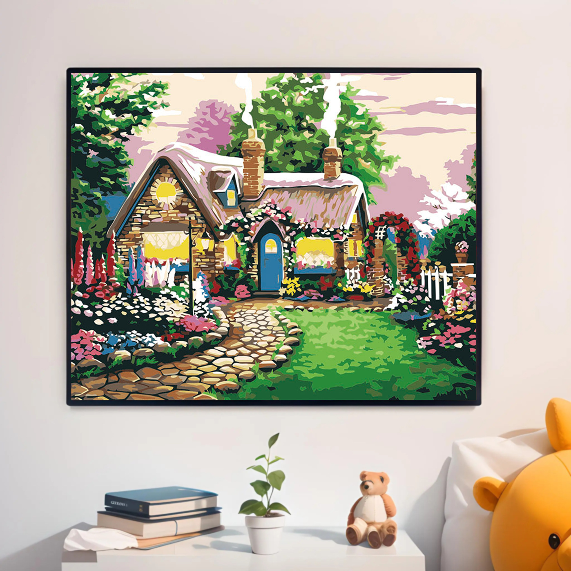 Pintura al óleo digital DIY al por mayor, paisaje costero, arquitectura, pintura decorativa para colgar en la sala de estar, pintura decorativa de villa costera, 30*40*5 image 9