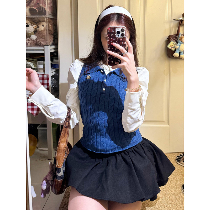 Super stylish sweater, shirt, and dress set for women, winter 2026 new collection, petite size, chic and elegant Miu-style outfit