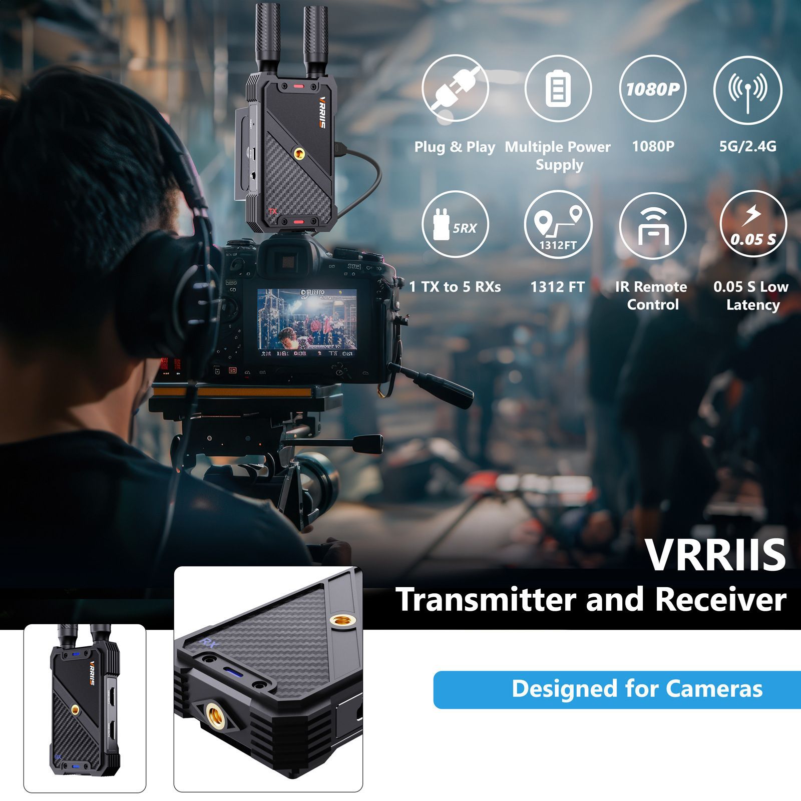 HDMI Wireless Extender 400m One-to-Multiple Reception 1080P HD Video Transmission Portable Outdoor Wireless HDMI