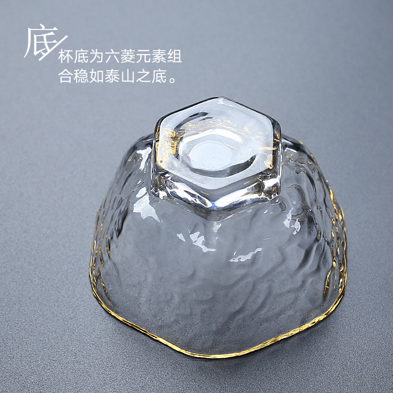 Patrón de martillo taza de té traje pequeña taza de té Copa maestra Vidrio japonés juego de té de Kung Fu resistente al calor Té sola taza