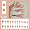 Translucent nail stickers, fake nails for manicure, 24 pieces, ready-made product, wholesale, Chanel style