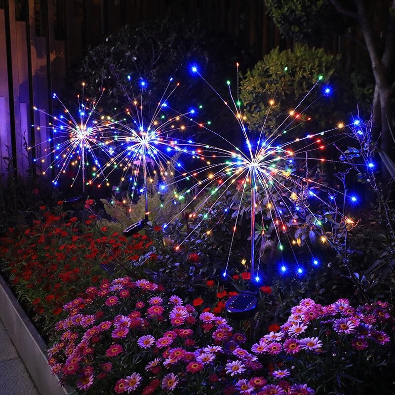 LED solar tierra enchufe humo lámpara diente de león cadena luz al aire libre impermeable jardín Navidad decorativo luces de colores