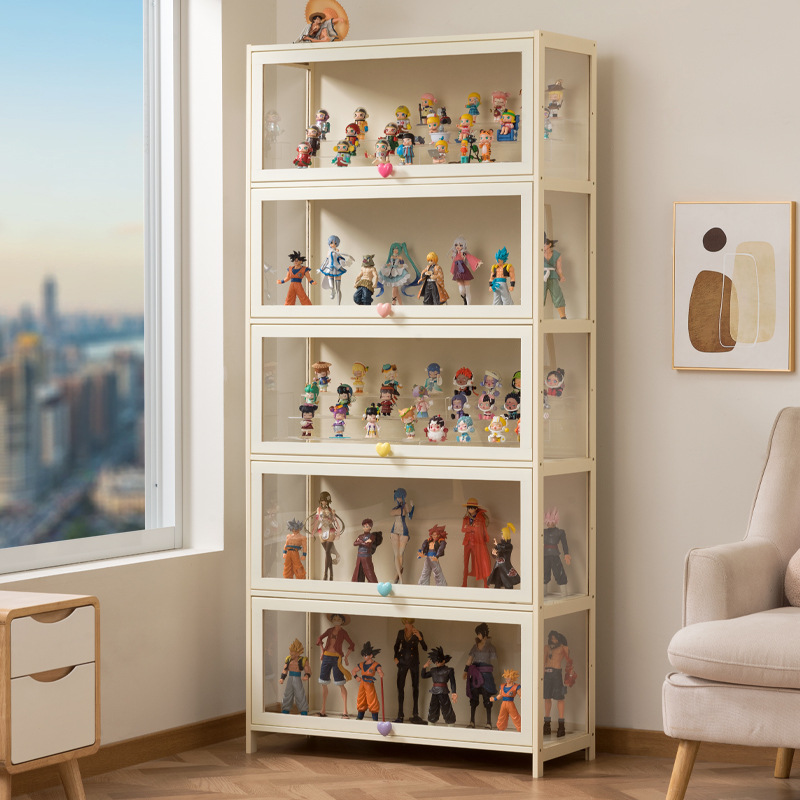 Hand Display Cabinet Imitation Glass Transparent Dustproof Cream Style Dopamine Display Cabinet Lego Acrylic Storage Box