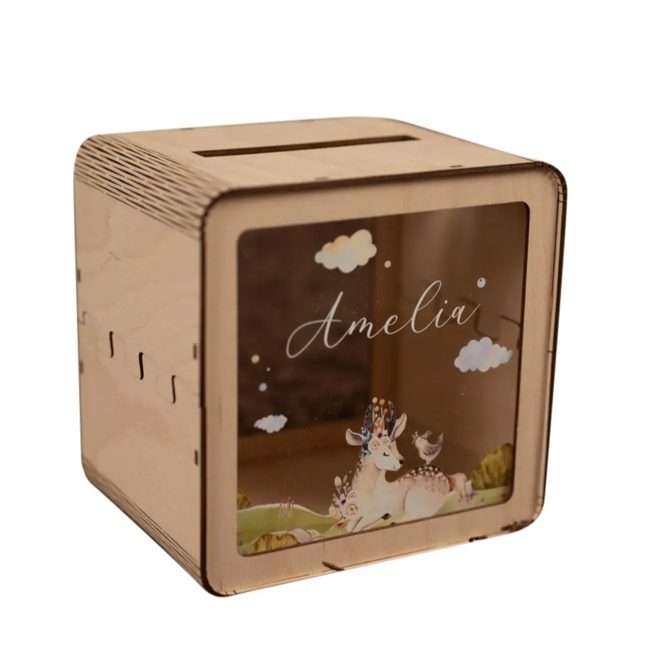 Caixa de ahorro de letras de madera caja de ahorro de letras de madera caja de ahorro de monedas transfronteriza caja de almacenamiento de monedas de niños caja de ahorro de letras transparente