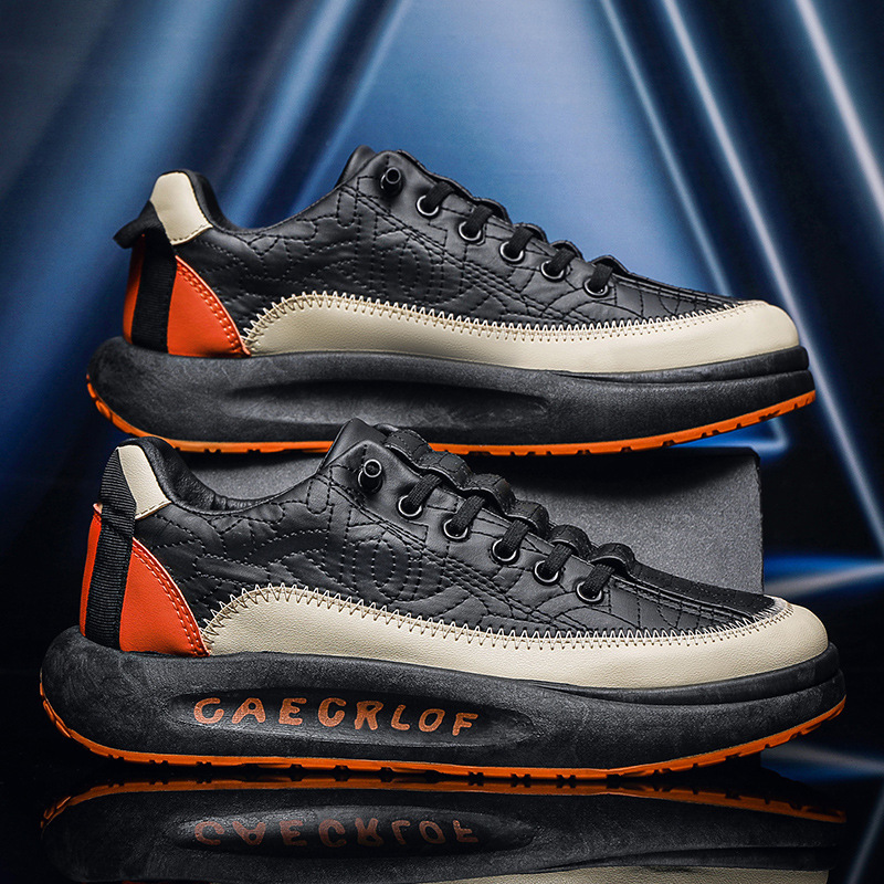 Scarpe in pelle da uomo Scarpe da tennis Scarpe da ginnastica Tessuto Supporto arco sintetico Calzature leggere resistenti allo scivolamento_voghion.com