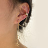 Golden earrings, ear clips, set, simple and elegant design, no pierced ears