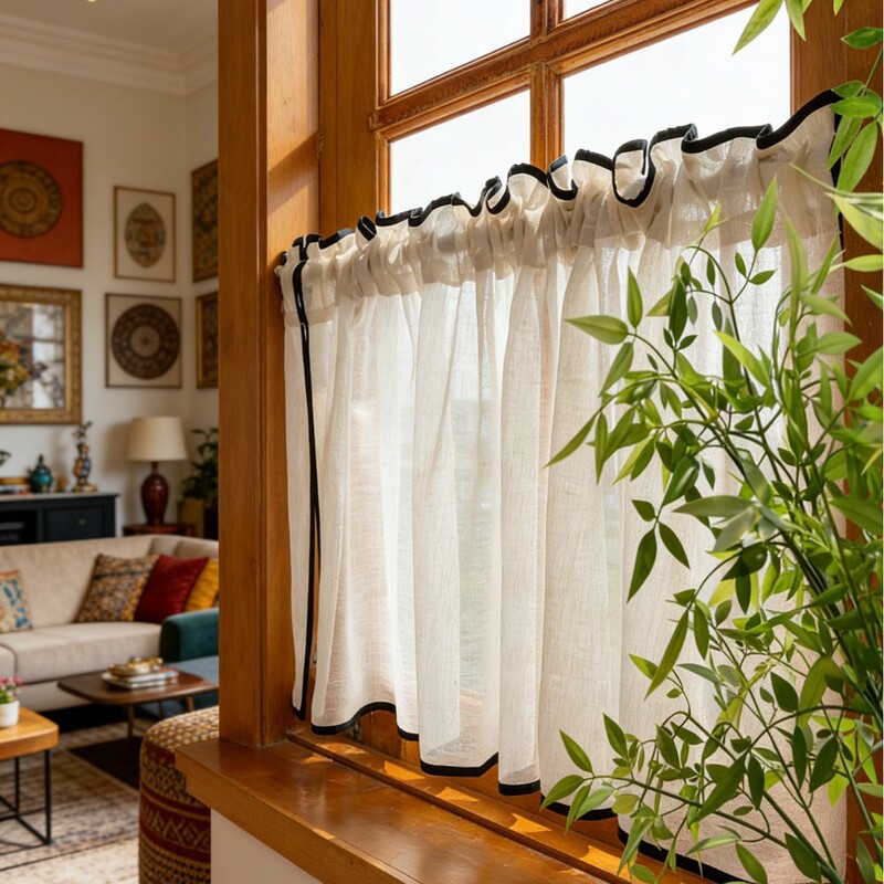 Cross-Border Curtains, Black-Edged Sheer Curtains, Half-Length Bay Window Curtains, Short Curtains, Half-Curtains, Short Curtains for Small Windows, Kitchen Short Curtains, Door Curtains Cross-Border Curtains, Black-Edged Sheer Curtains, Half-Length Bay Window Curtains, Short Curtains, Half-Curtains, Short Curtains for Small Windows, Kitchen Short Curtains, Door Curtains