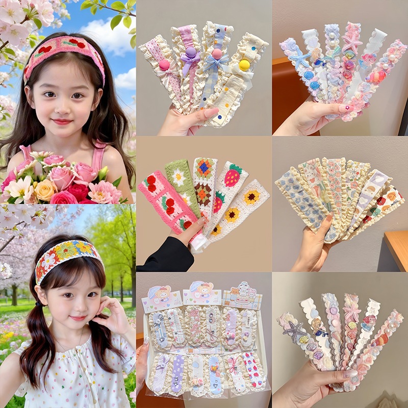 Korean-style floral knitted bangs patch, magical hair patch for girls, 2026 new model forehead hair patch, hair accessory