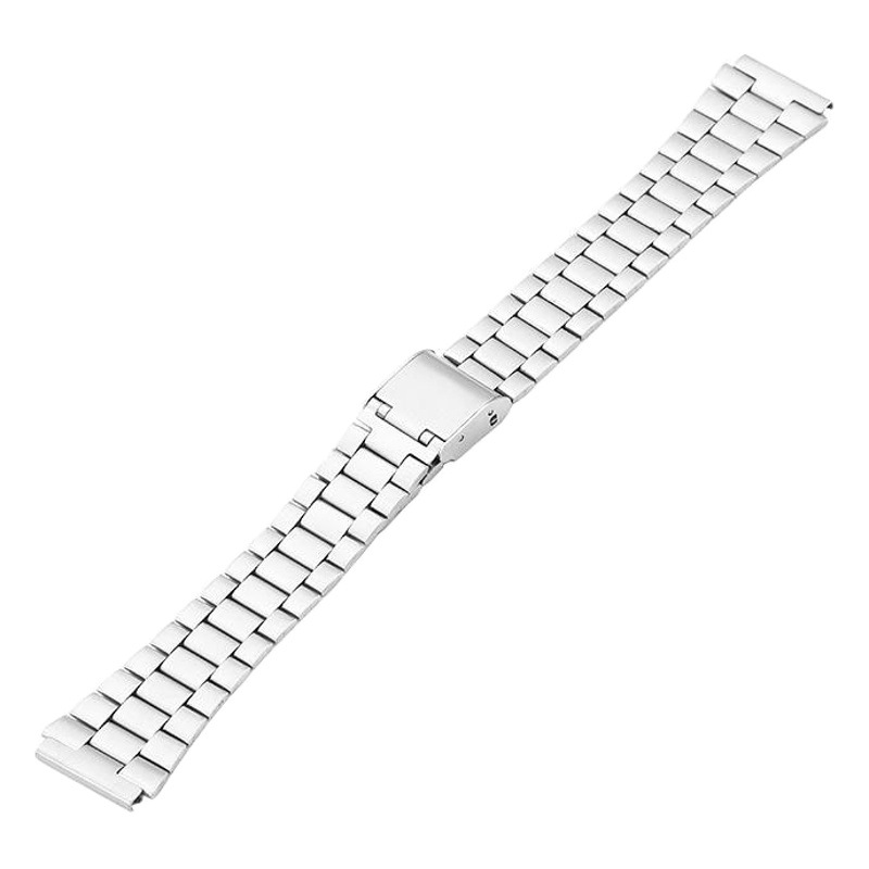 Stainless steel men's and women's watch band wholesale three beads five beads I-shaped hanging fold 20mm width silver metal steel band