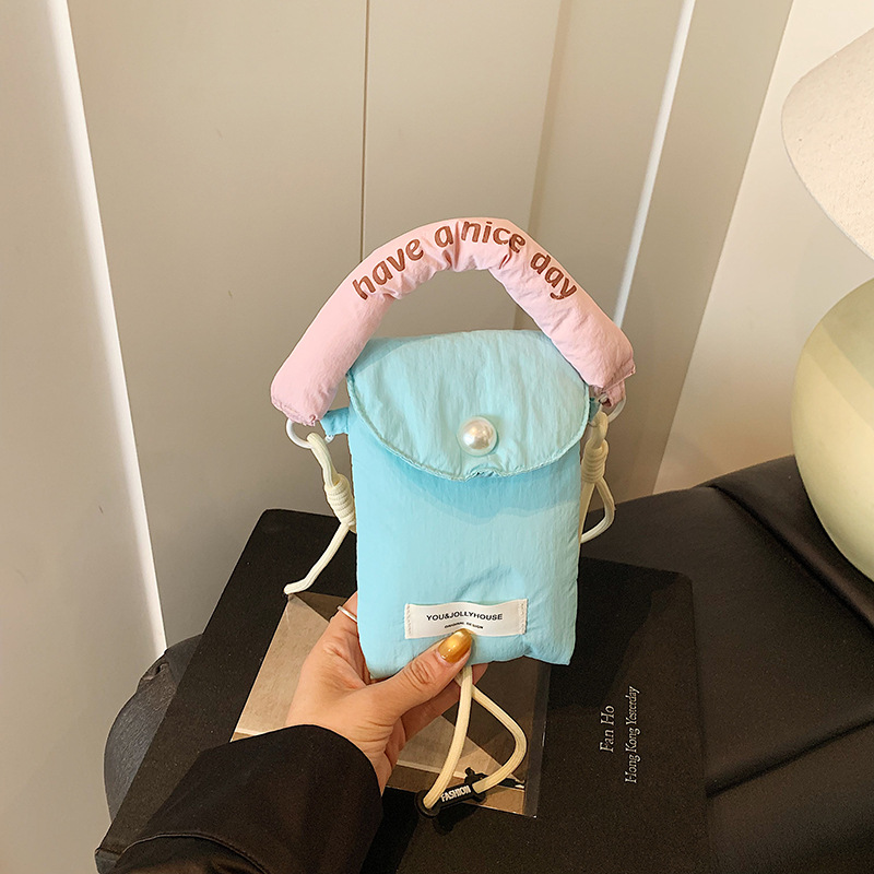 Bolso de teléfono móvil de moda coreana 2025 verano nuevo bolso de hombro con letras casuales bolso de mensajero para mujer