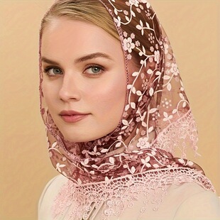 Y 29255 Floral Lace Triangle Scarf �U�����K���� �羳�W