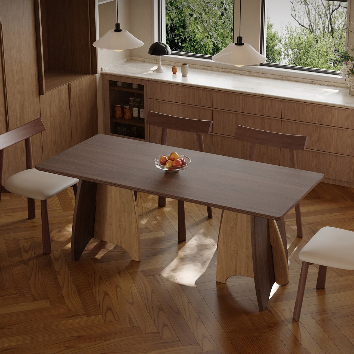 Italian Minimalist Solid Wood Dining Table for Home Small Apartment Dining Table Ash Wood Veneer Rectangular Dining Table Reception Table Negotiation Table