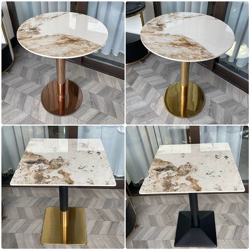 Dessert and Milk Tea Shop Pandora Slate Square Table for Coffee, Western Restaurant Drinks, Snacks, Leisure Round Table for Commercial Use
