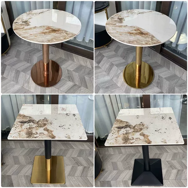Dessert and Milk Tea Shop Pandora Slate Square Table for Coffee, Western Restaurant Drinks, Snacks, Leisure Round Table for Commercial Use