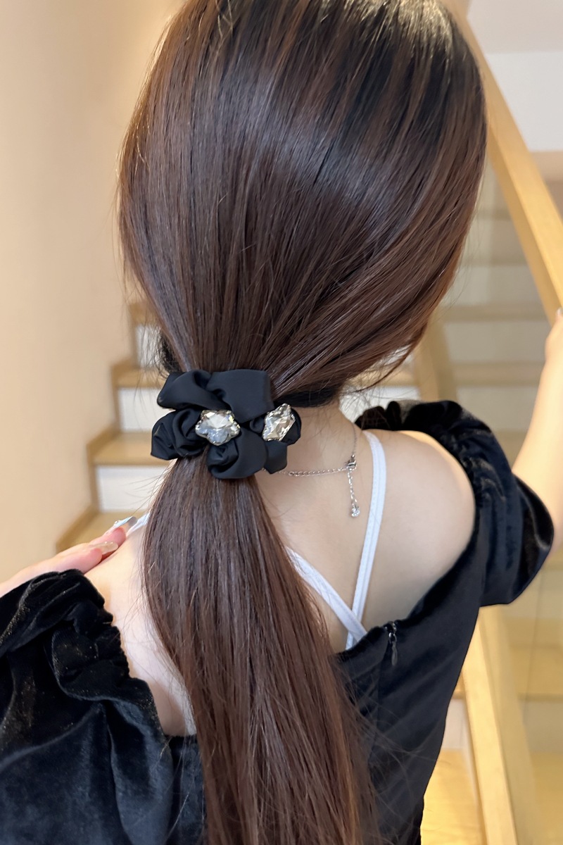 Women's Simple Style Solid Color Cloth Inlay Rhinestones Hair Tie display picture 4