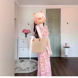 荔枝甜不甜sweetie 吊带连衣裙女夏新款收腰花边法式粉色碎花裙子