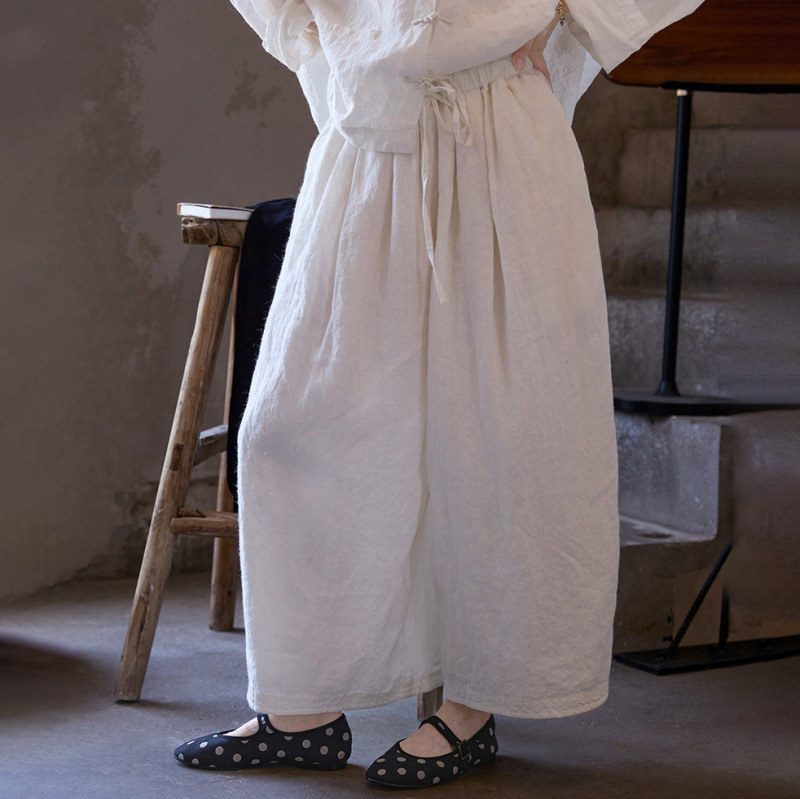 2026 Summer New Ramie Loose Wide-Leg Pants Artistic Casual Solid Color Pants Skirt for Women with an Elegant Vibe 2026 Summer New Ramie Loose Wide-Leg Pants Artistic Casual Solid Color Pants Skirt for Women with an Elegant Vibe
