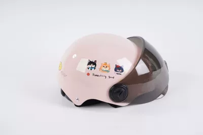 Electric Vehicle Helmet for Children, Motosiklet kaskı (dəbilqə) - pink-brown-short-mirror-3c-certification