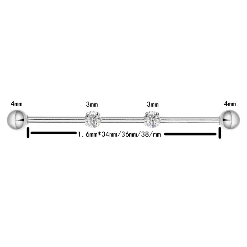 F136 Titanium Alloy Implant Grade Inner Spiral Tragus Ear Piercing Double-Ended Straight Rod with Zircon Ear Bridge Nail detail image 19