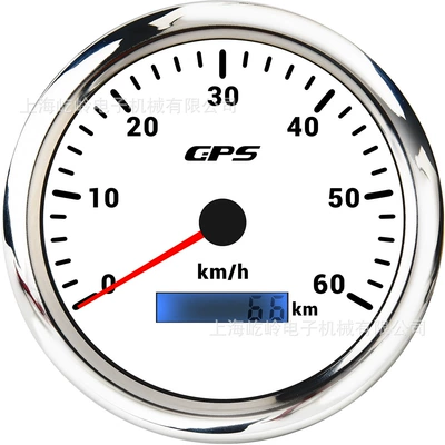 110mm Colorful Backlit Pointer GPS Speedometer Odometer Code Meter Car and Ship Modified Universal Instrument (automobile instrument) - 0-60kmh-silver-edge-white-background