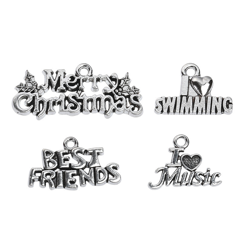 DIY Retro Zinc Alloy Jewelry Accessories Christmas Best Friend English Letter Pendant Wholesale DIY Retro Zinc Alloy Jewelry Accessories Christmas Best Friend English Letter Pendant Wholesale