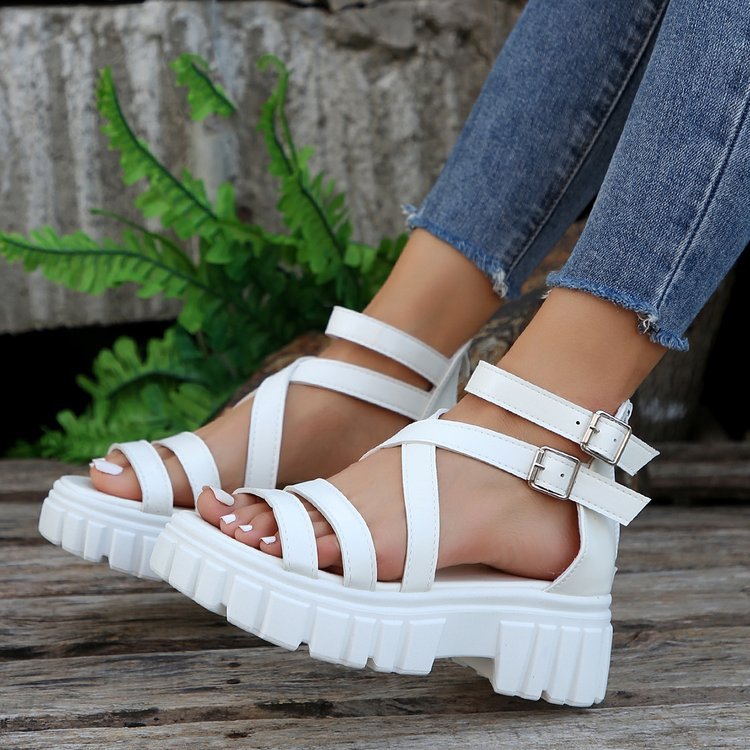 Women's Roman Style Solid Color Round Toe Roman Sandals display picture 2